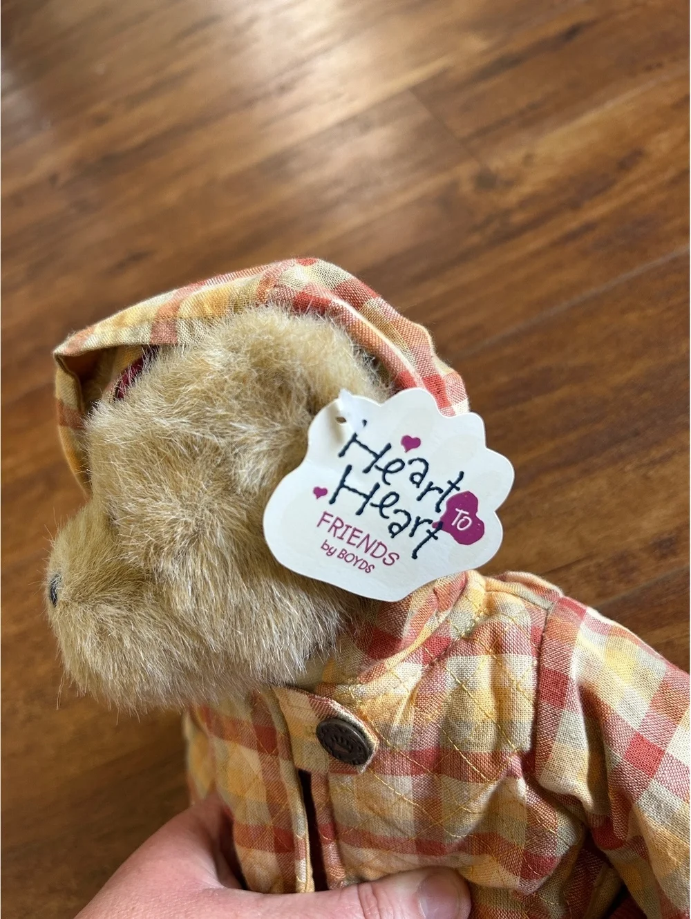 Boyds Heart to Heart Friends Plush Teddy Bear in Plaid Jacket and Corduroy Skirt